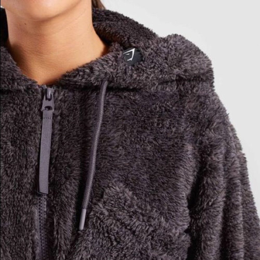 Gymshark Cosy Teddy Zip Hoodie Slate Lavender Marl